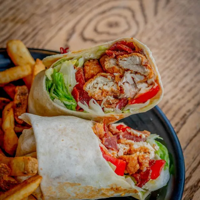 Chicken wraps and fries
